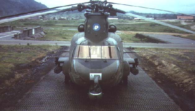 Boeing CH-47A helicopter 64-13154, "Birth Control", - One of the original four Guns A Go-Go Armed CH-47s.