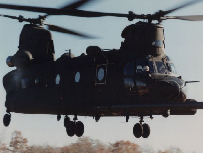 A Boeing MH-47E helicopter.
