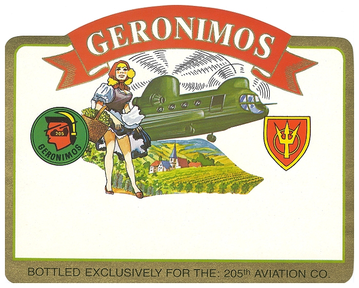 The Wine Label of the 205th Aviation Company (ASHC), circa late 1980s.