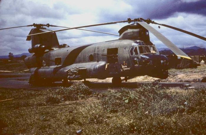 1966: Boeing ACH-47A Chinook helicopter 64-13154 in the Republic of Vietnam.