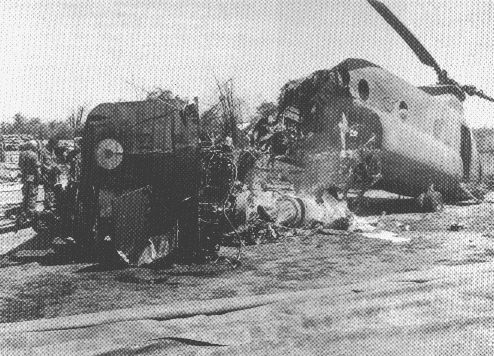 66-19019 at the crash site in the Republic of Vietnam. The neoprene pad is visible in the foreground.