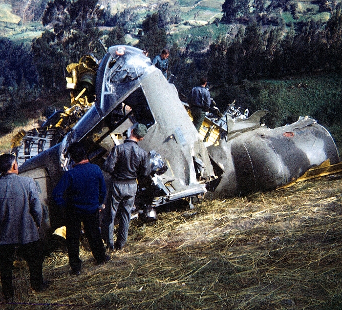 CH-47C Chinook helicopter 67-18512 at the crash site in Peru.