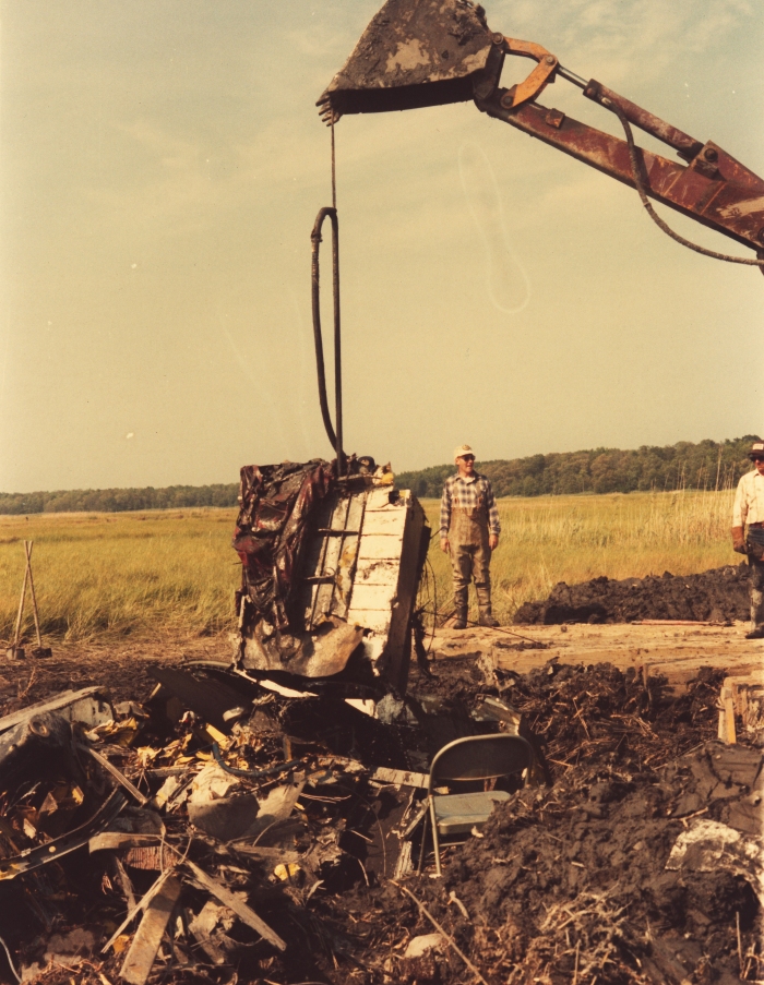 The remains of 84-24166 after the crash near Carmen, New Jersey.