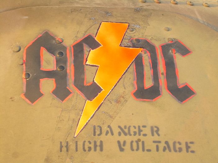 AC/DC nose art painted on both electrical pods of 86-01644 by SGT Giles Allen, Crew Chief, circa 2007