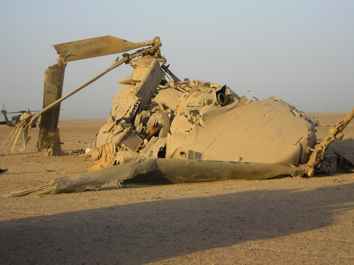 CH-47D Chinook helicopter at the crash site.