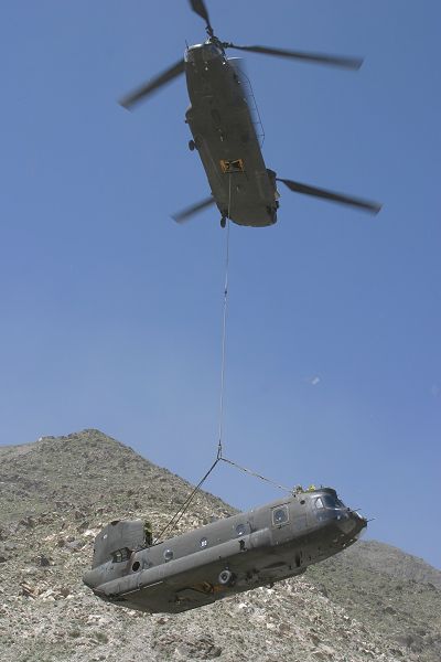 While operating in Afghanistan, 88-00103 suffered from a hard landing and was airlifted to safety by 87-00072.
