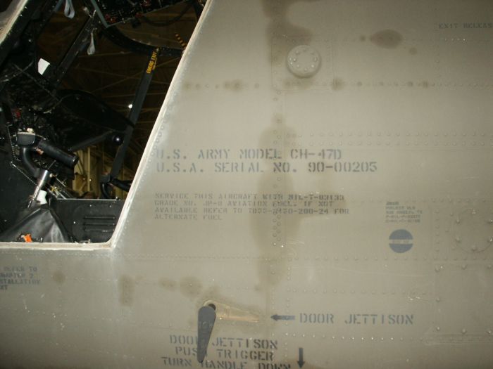 The left side of 90-00205, just aft of the cockpit jettsonable door, showing the typical stencil identifying the aircraft.