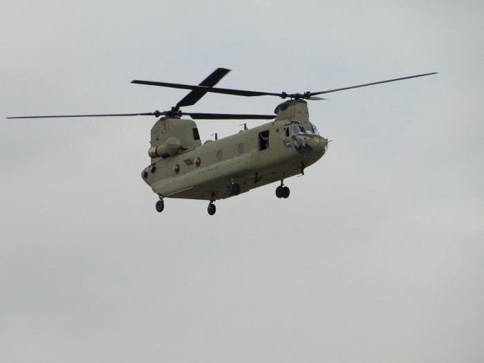 CH-47F Chinook helicopter 04-08713 is spotted at Ontario Airport, California, on 24 October 2010.