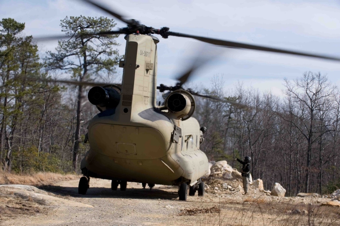 24 February 2009: CH-47F Chinook helicopter 04-08717 operating at an unknown location near Simmons Army Airfield (KFBG), Fort Bragg, North Carolina.