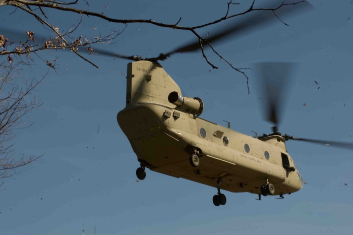 24 February 2009: CH-47F Chinook helicopter 04-08717 operating at an unknown location near Simmons Army Airfield (KFBG), Fort Bragg, North Carolina.
