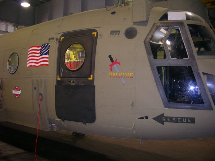 MH-47D Chinook helicopter 85-24367 in November 2010 after it was saved from total destruction in the scrap heap. The airframe was utilized as a training aid for the Boeing Fire Department at the Ridley Park production facility in Pennsylvania.
