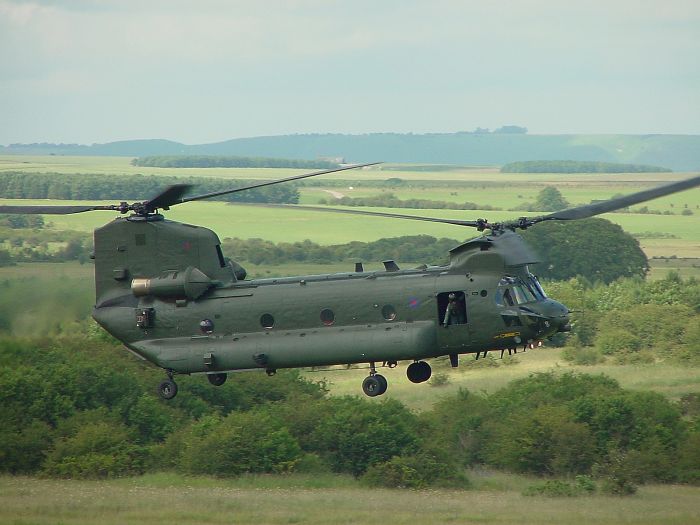 A Royal Air Force (RAF) HC3 Chinook belonging to 27 Squadron.