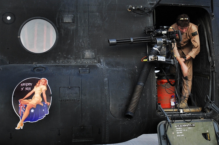 The nose art of Australian CH-47D Chinook helicopter A15-103 somewhere in Afghanistan, date unknown.
