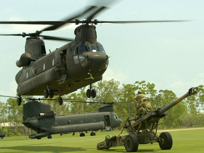 Australian Army Chinooks A15-103 (foreground) and A15-106, circa 2001.