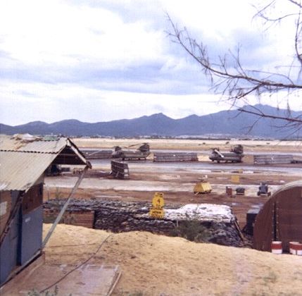The view across the road from the Combat Center towards the airfield. (Chu Lai, RVN, undated)