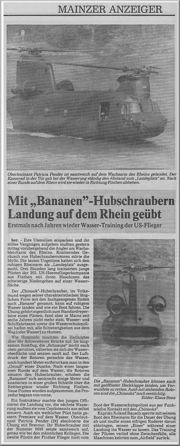 Water Landing Training on the Rhein River, West Germany, September 1985.