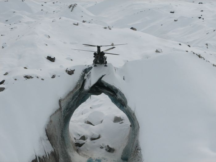 An aft gear landing on the Ruth Glacier, Mt. McKinley (Denali), Alaska.