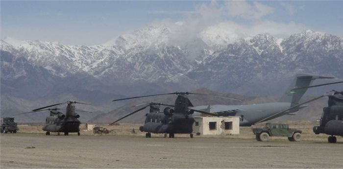 The Chinook is uniquely suited to climb the tall mountains in Afghanistan in search of the bad guys.