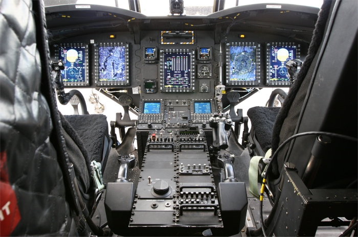 The flight deck of CH-47F Chinook helicopter 07-08735.