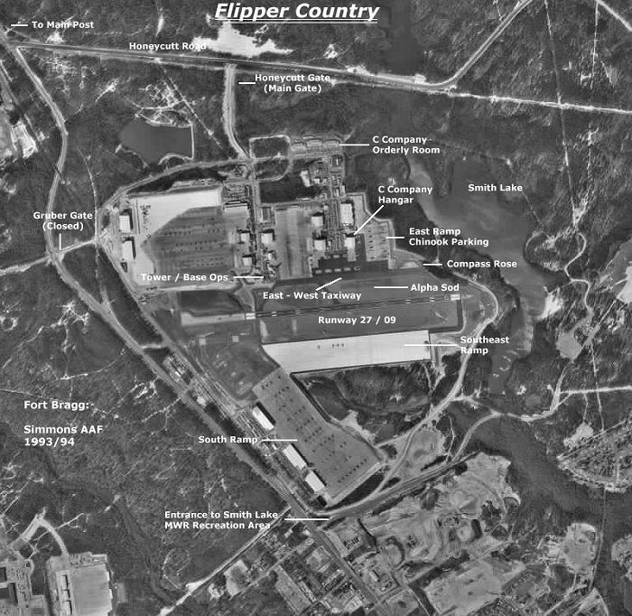 Satellite view of Simmons Army Airfield, North Carolina, circa 1993-1994.