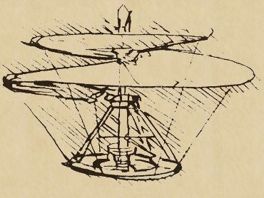 A rotating airscrew - a concept by Leonardo da Vinci [15 April 1452 - 2 May 1519].